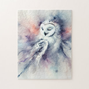 Enchanted Snowy Owl in Watercolor Jigsaw Puzzle