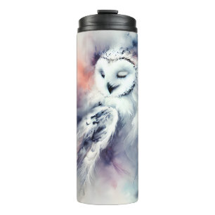Enchanted Snowy Owl in Watercolor Thermal Tumbler