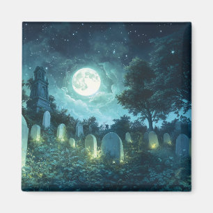 Enchanted spooky cemetery magnet