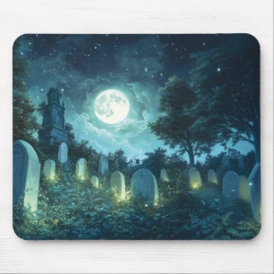 Enchanted spooky cemetery mouse mat