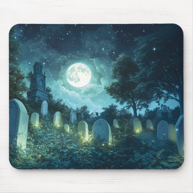 Enchanted spooky cemetery mouse mat (Front)