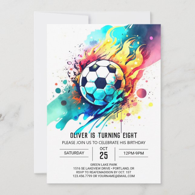 Enchanted Sports Online Soccer Birthday Invitation (Front)