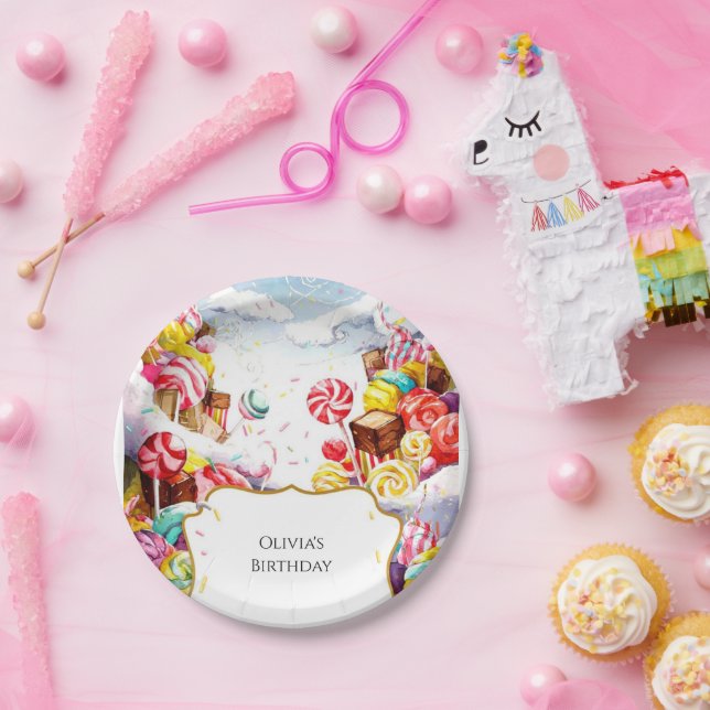 Enchanted Sprinkle Candyland Birthday Paper Plate (Party)