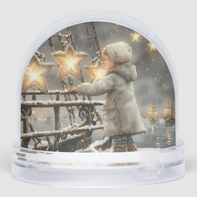 Enchanted Starry Night Child's Christmas  Snowglobe (Back)
