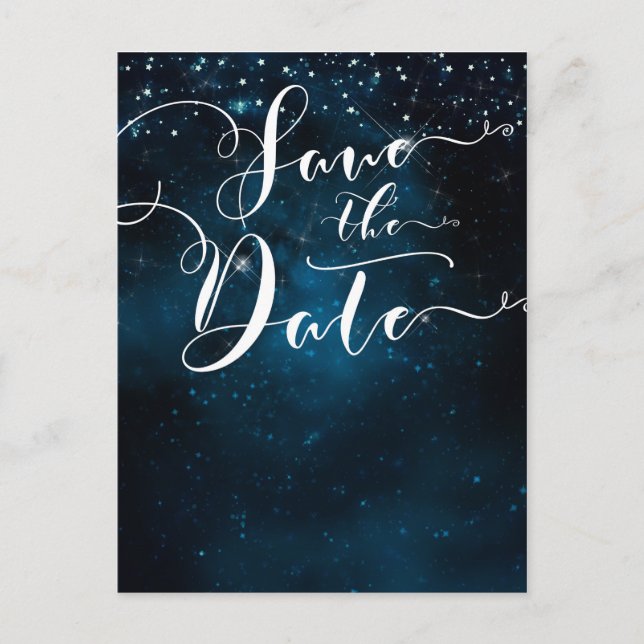 Enchanted Stars Celestial Starry Save the Date Announcement Postcard (Front)