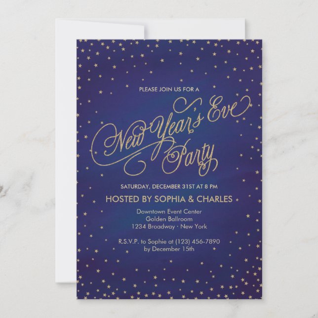 Enchanted Stars New Year's Eve Party Invitation (Front)