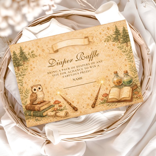 Enchanted Storybook Wizard Diapper Raffle Enclosure Card (Creator Uploaded)