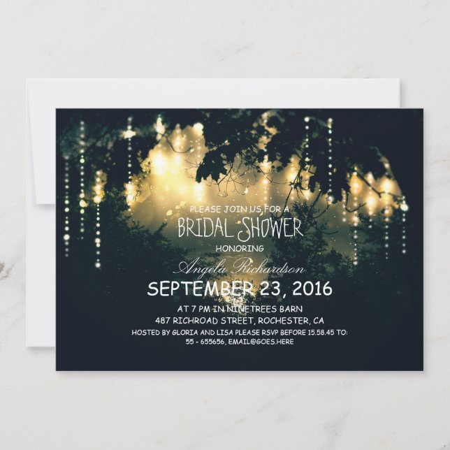 Enchanted string lights trees bridal shower invitation (Front)