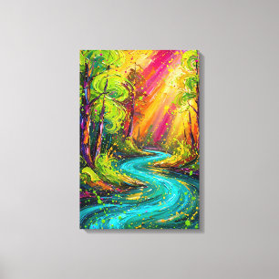 Enchanted Sunlit River Abstract Impressionist Canvas Print