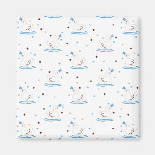 Enchanted Swan Lake Fairy Tale Crowned Swan Magnet