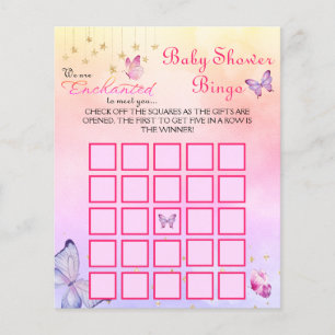Enchanted To Meet Butterfly Baby Shower Game Bingo