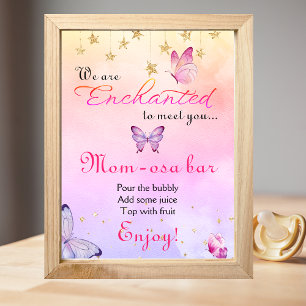 Enchanted To Meet You Butterfly Baby Shower Bar Poster