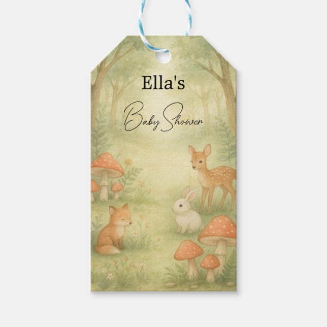 Enchanted Toadstool Baby Shower Favour Tags (Front)