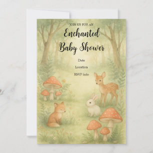Enchanted Toadstool Forest Baby Shower Invitation