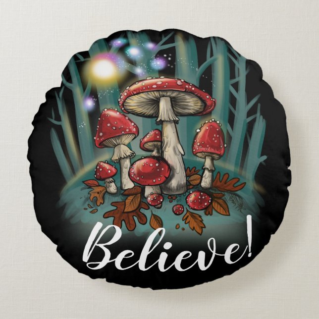Enchanted Toadstools Round Cushion (Front)