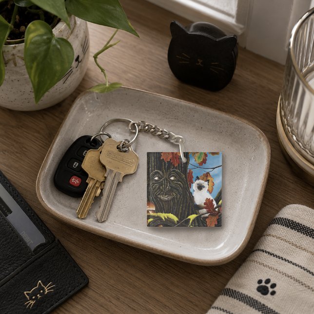 Enchanted Tree Ent Autumn Leaves Siamese Cat Key Ring (Creator Uploaded)