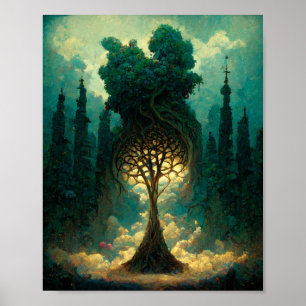 Enchanted Tree Fantasy Art Poster