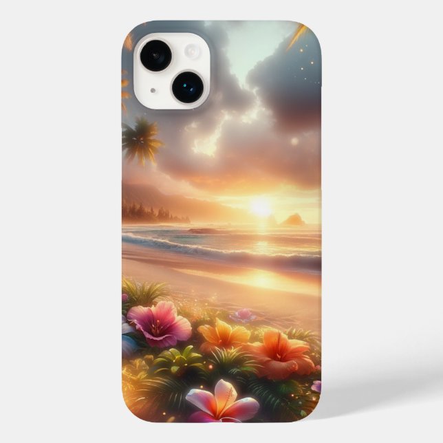 Enchanted Tropical Beach with Magical Hibiscus  Case-Mate iPhone Case (Back)