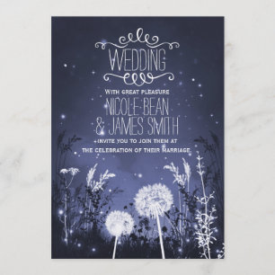 Enchanted Twilight Sky Stars & Foliage Wedding Invitation
