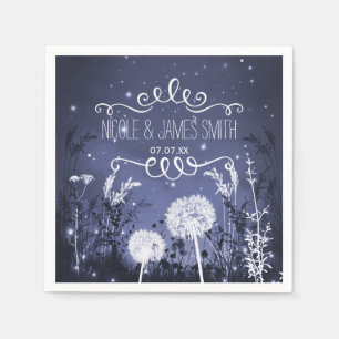Enchanted Twilight Sky Stars & Foliage Wedding Napkin