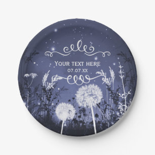 Enchanted Twilight Sky Stars & Foliage Wedding Paper Plate