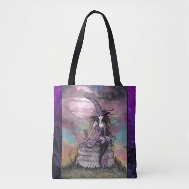 Enchanted Twilight Witch Fantasy Art Tote Bag (Front)