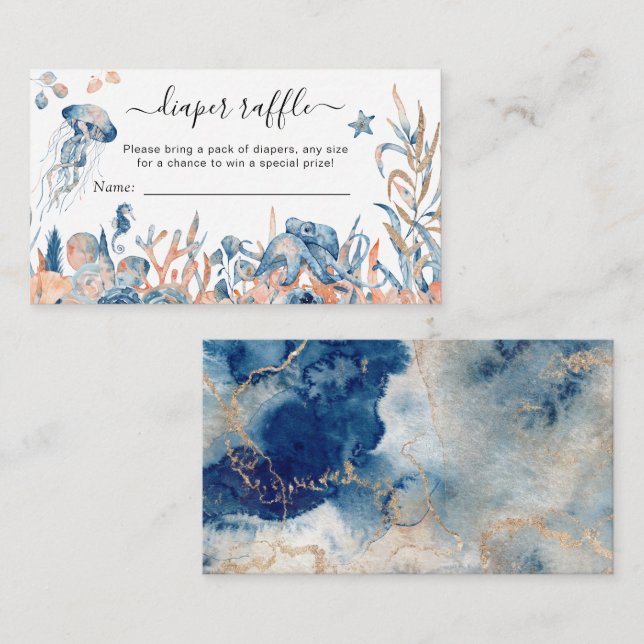 Enchanted Under-the-Sea Diaper Raffle Baby Shower Enclosure Card (Front/Back)