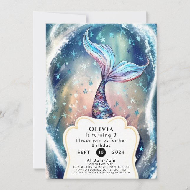 Enchanted Under the Sea Mermaid Birthday Invitation (Front)