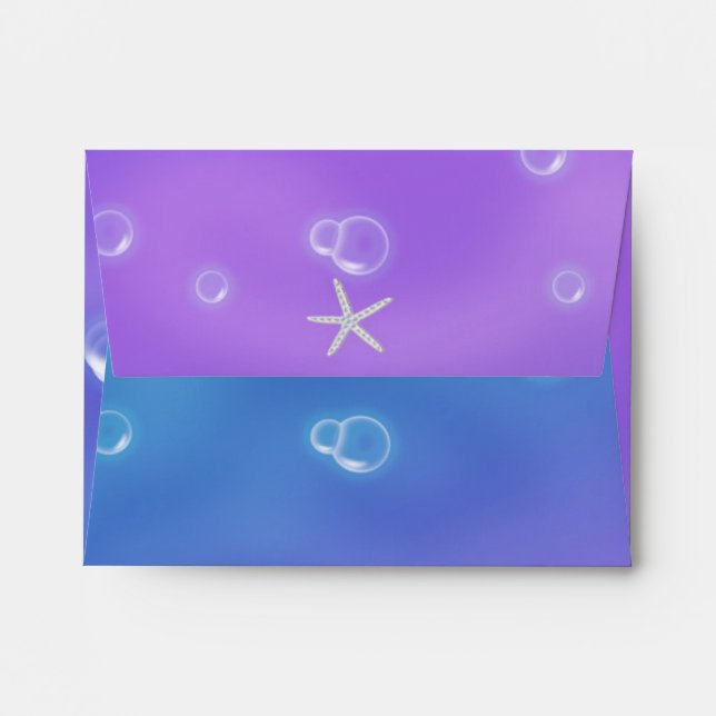 Enchanted UNDER THE SEA Purple Invitation Envelope (Back (Top Flap))