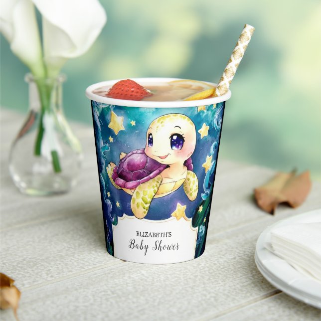 Enchanted Under the Sea Turtle Baby Shower Paper Cups (Insitu)
