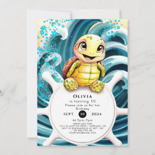 Enchanted Under the Sea Turtle Birthday Invitation