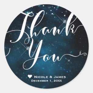 Enchanted Under the Stars Starry Sky THANK YOU Classic Round Sticker