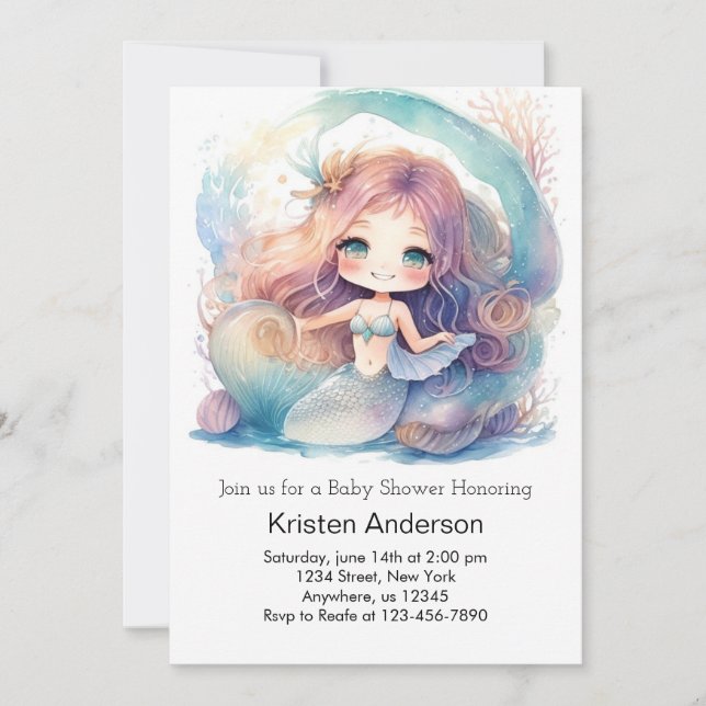 Enchanted Underwater Mermaid Magic Baby Shower Invitation (Front)