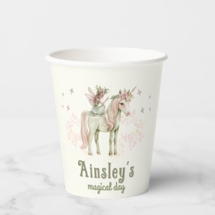 Enchanted Unicorn and Fairy Personalised Birthday Paper Cups