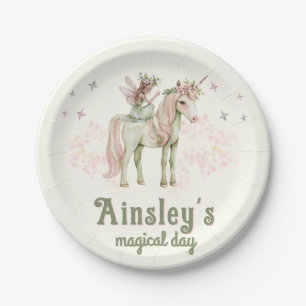Enchanted Unicorn and Fairy Personalised Birthday Paper Plate