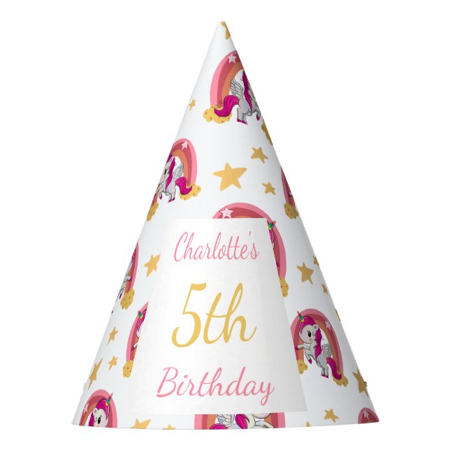Enchanted Unicorn Birthday Party Hat (Front)
