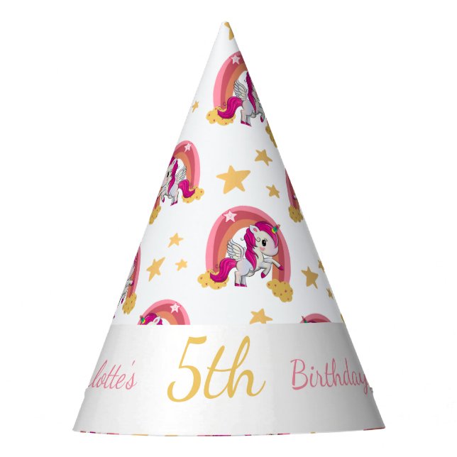 Enchanted Unicorn Birthday Party Hat (Front)