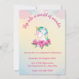 Enchanted Unicorn Birthday Party Invitation