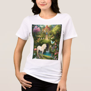 Enchanted Unicorn Forest T-Shirt Designs Tri-Blend Shirt