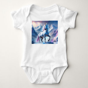 Enchanted Unicorn in a Snowy Fantasy Poster Baby Bodysuit