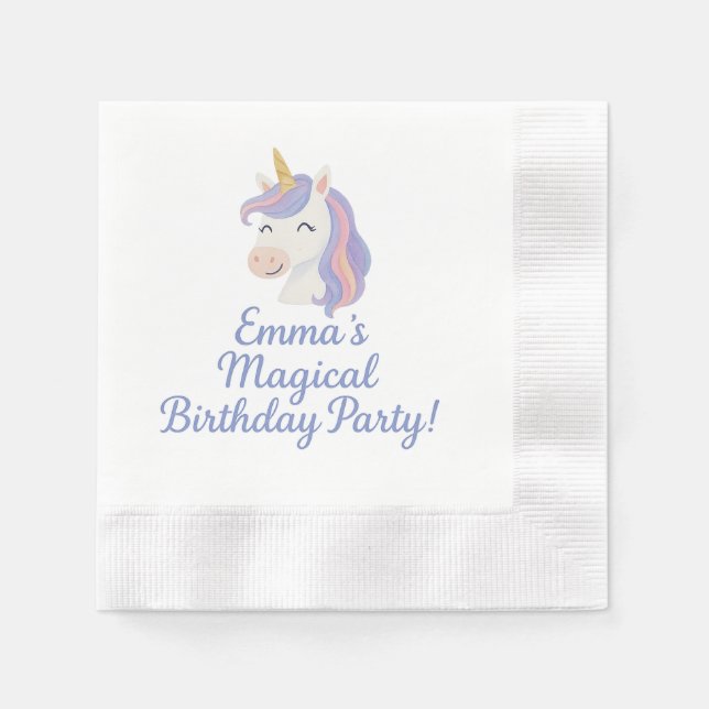 Enchanted Unicorn Periwinkle Party Napkins (Front)