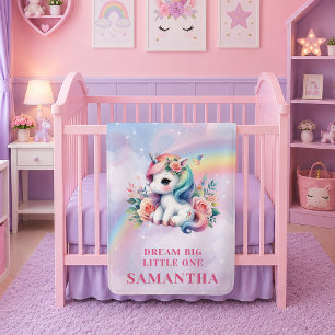 Enchanted Unicorn Pink Purple Girl Birthday Gift Fleece Blanket