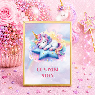 Enchanted Unicorn Pink Purple Girl Birthday Sign