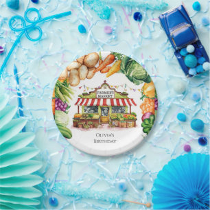 Enchanted Veggies Farmers Market Birthday Paper Plate