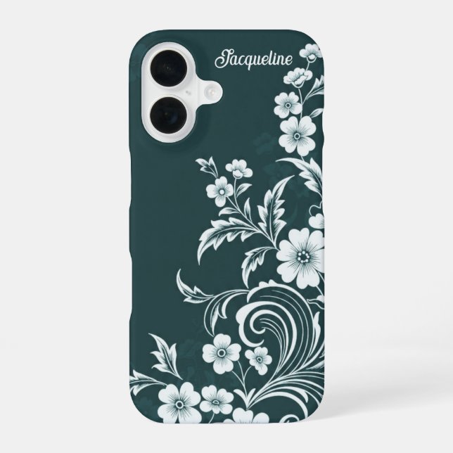 Enchanted Verdant Blooms iPhone 16 Case (Back)