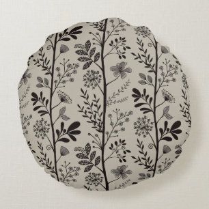 Enchanted Vertical Garden Reverie XL black beige Round Cushion