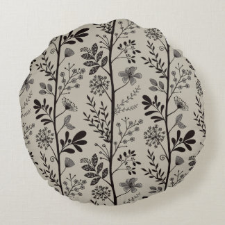 Enchanted Vertical Garden Reverie XL black beige Round Cushion