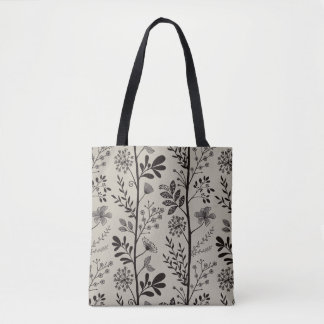 Enchanted Vertical Garden Reverie XL black beige Tote Bag