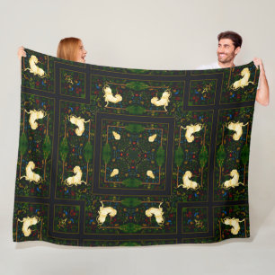 Enchanted Victorian Unicorn Garden Quilt Fleece Blanket
