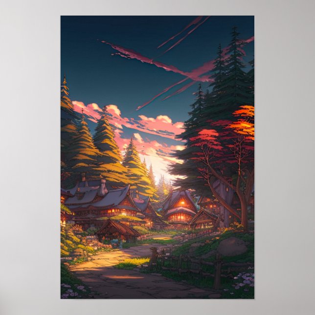 Enchanted Village, A Hidden Gem in the Forest Poster (Front)